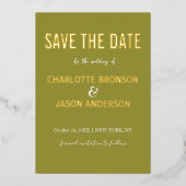Eenvoudige, moderne, groene kalk bespaart de datum folie uitnodiging (Voorkant)