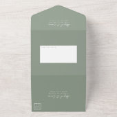 Eenvoudige, moderne, groene kalligrafie all in one uitnodiging (Buitenkant)