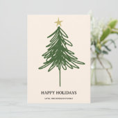 Eenvoudige Moderne Groene Kerstboom Plat Feestdagenkaart (Staand voorkant)