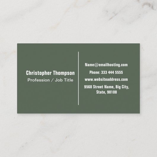 Eenvoudige moderne groene minimalistische alpiene visitekaartje (Achterkant)