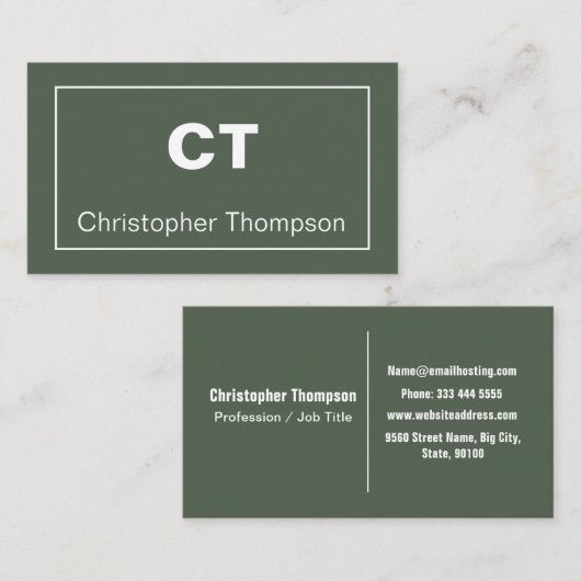 Eenvoudige moderne groene minimalistische alpiene visitekaartje (Voorkant / Achterkant)
