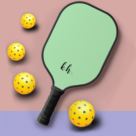 Eenvoudige Moderne Groene Monogram Initialen Pickleball Paddle