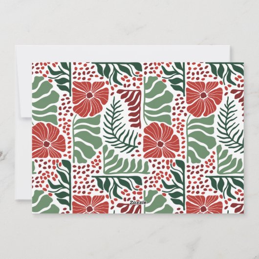 Eenvoudige Moderne Groene Rode Patroon Foto Kerstm Feestdagenkaart (Achterkant)