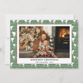Eenvoudige Moderne Groene Rode Patroon Foto Kerstm Feestdagenkaart (Voorkant)
