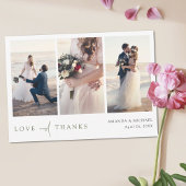 Eenvoudige moderne groene script foto collage brui bedankkaart