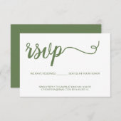 Eenvoudige Moderne groene Script RSVP zonder maili (Voorkant / Achterkant)