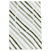 Eenvoudige, moderne, groene strepe Waterverf kerst Medium Cadeauzakje (Voorkant)