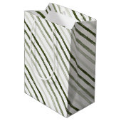 Eenvoudige, moderne, groene strepe Waterverf kerst Medium Cadeauzakje (Achterkant Gekanteld)