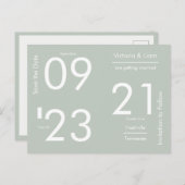 Eenvoudige Moderne Groene Typografie van de Sage s Aankondigingskaart (Voorkant / Achterkant)