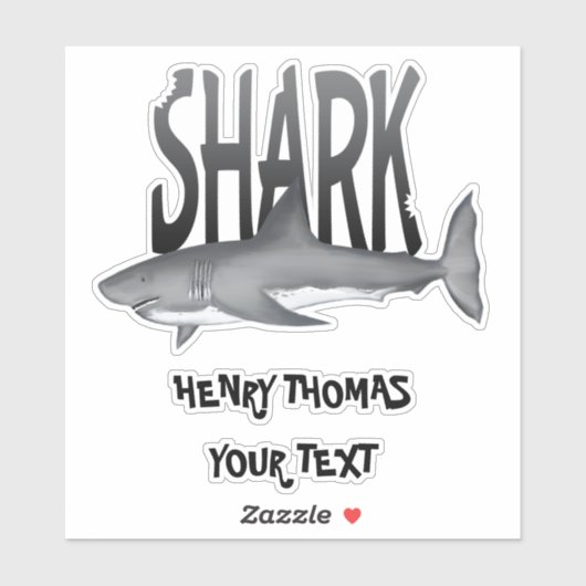 Eenvoudige moderne haaienvlek Whimsical-typografie Sticker (Vel)