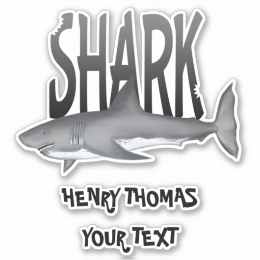 Eenvoudige moderne haaienvlek Whimsical-typografie Sticker (Voorkant)