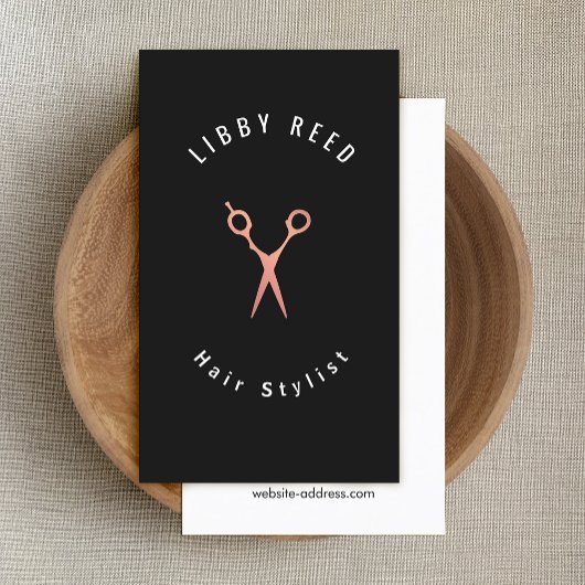 Eenvoudige, moderne Haarstylist Roos Gold-schaar z Visitekaartje