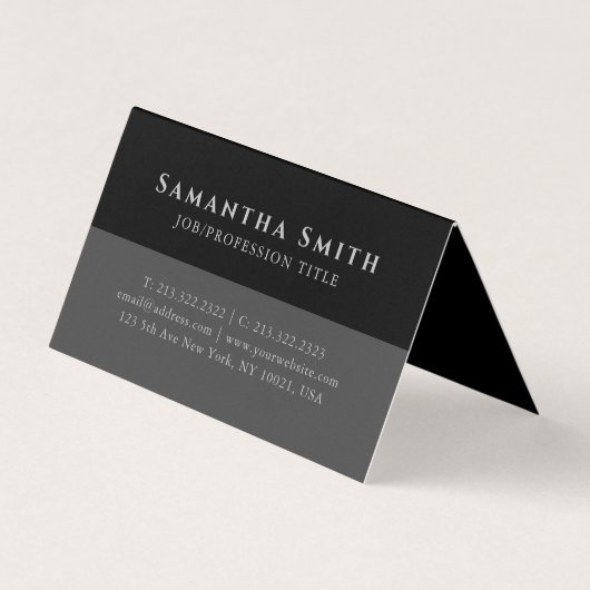 Eenvoudige moderne halfgrijze halfgrijze QR-monogr Visitekaartje (Achterkant)