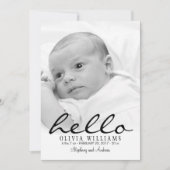Eenvoudige moderne Hallo geboortefoto-aankondiging Aankondiging (Voorkant)