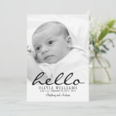 Eenvoudige moderne Hallo geboortefoto-aankondiging Aankondiging (Staand voorkant)