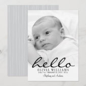 Eenvoudige moderne Hallo geboortefoto-aankondiging Aankondiging (Voorkant / Achterkant)