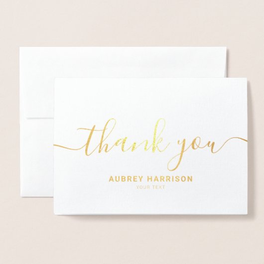 Eenvoudige moderne handgeschreven dank u folie kaarten (Voorkant met envelop)