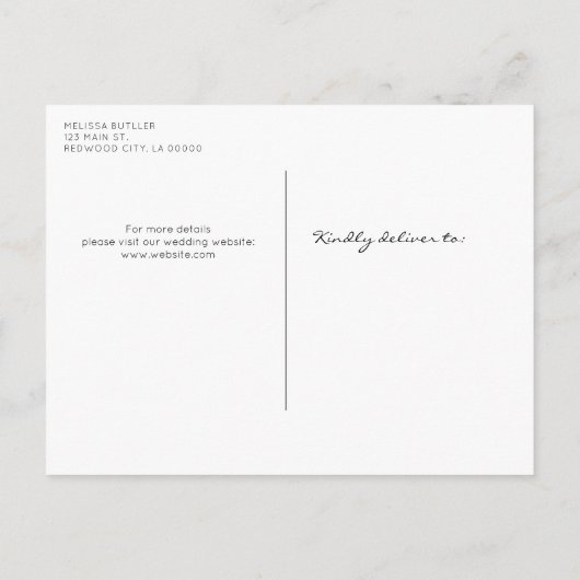 Eenvoudige, moderne, handgeschreven foto aankondigingskaart (Achterkant)