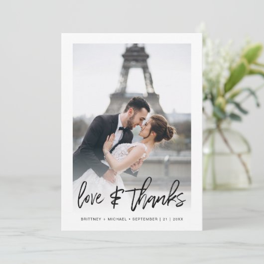 Eenvoudige moderne handgeschreven foto-gradiënt bedankkaart (Staand voorkant)