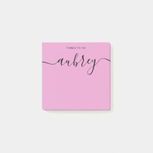 Eenvoudige, moderne handgeschreven naamroze notiti post-it® notes