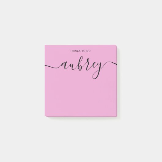 Eenvoudige, moderne handgeschreven naamroze notiti post-it® notes (Voorkant)