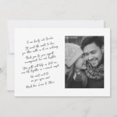 Eenvoudige moderne handgeschreven twee foto dank u aankondiging (Achterkant)