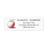 Eenvoudige moderne handgetekende rode Apple School Etiket (Voorkant)