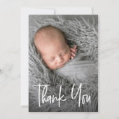 Eenvoudige moderne handlettering Foto Baby Bedankkaart (Voorkant)