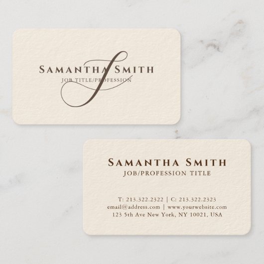 Eenvoudige moderne handtekening van Cream Brown-mo Visitekaartje (Voorkant / Achterkant)