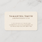 Eenvoudige moderne handtekening van Cream Brown-mo Visitekaartje (Achterkant)