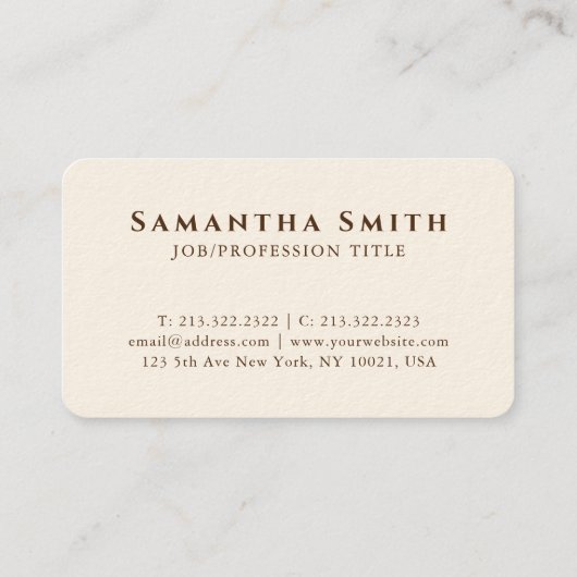 Eenvoudige moderne handtekening van Cream Brown-mo Visitekaartje (Achterkant)