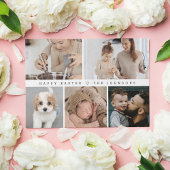 Eenvoudige moderne Happy Easter Family fotocollage Feestdagenkaart