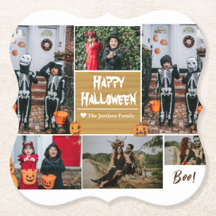 Eenvoudige Moderne Happy Halloween foto familie co Kartonnen Onderzetters