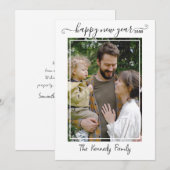 Eenvoudige, moderne, Happy Nieuwjaar One-foto Feestdagenkaart (Voorkant / Achterkant)
