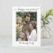 Eenvoudige, moderne, Happy Nieuwjaar One-foto Feestdagenkaart (Staand voorkant)