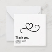 Eenvoudige moderne hart bruiloft dank u kaart opme notitiekaartje (Voorkant)