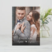 Eenvoudige moderne hart foto bruiloft bedankkaart (Staand voorkant)