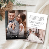 Eenvoudige moderne hart foto bruiloft bedankkaart