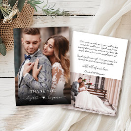 Eenvoudige moderne hart foto bruiloft bedankkaart