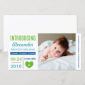 Eenvoudige Moderne Hart Geboorteaankondiging / Blu Aankondiging (Voorkant / Achterkant)