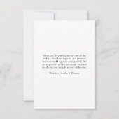 Eenvoudige moderne hart kalligrafie bruiloft foto bedankkaart (Achterkant)