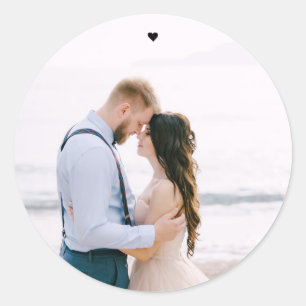 Eenvoudige Moderne Hart Trouwfoto Sticker