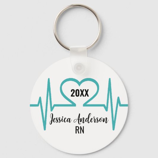 Eenvoudige Moderne Hartslag Arts Verpleegkundige M Sleutelhanger (Voorkant)