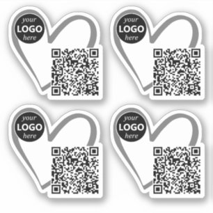 Eenvoudige moderne hartvormige Logo QR code Sjablo Sticker