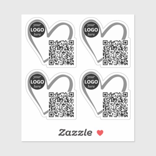 Eenvoudige moderne hartvormige Logo QR code Sjablo Sticker (Vel)