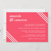 Eenvoudige moderne heldere koraal bruiloft kaart (Voorkant)