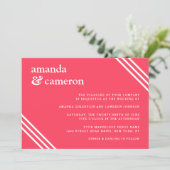 Eenvoudige moderne heldere koraal bruiloft kaart (Staand voorkant)