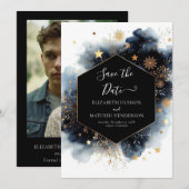 Eenvoudige moderne hemelse bruiloft save the date (Voorkant / Achterkant)