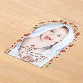 Eenvoudige moderne herfst Voeg foto geboorte aanko Acryl Uitnodigingen (Laagn)