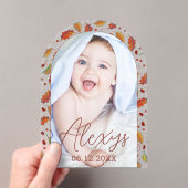 Eenvoudige moderne herfst Voeg foto geboorte aanko Acryl Uitnodigingen (Insitu (Draagbaar))